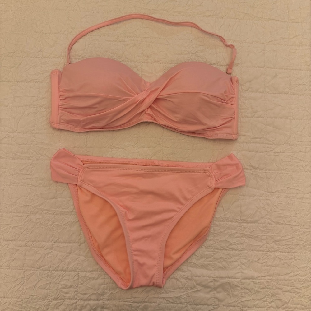 Mossimo Pink Wrap Halter Bandeau Bikini Set